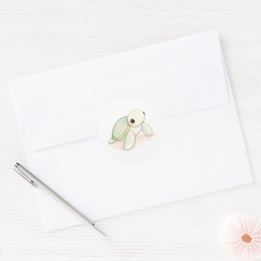 Schattige Baby Zee Schildpad Sticker Waterverf Art (Envelop)