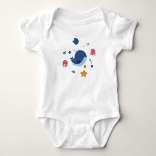 Schattige baby zeedieren   Walvis kwal octopus  Romper