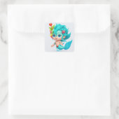 Schattige baby zeemeerman vierkante sticker (Tas)