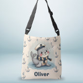 Schattige Baby zegel met zeeman Pet en sjaal Crossbody Tas