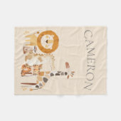 Schattige Baby Zoo Animals Aangepaste naam Beige Fleece Deken (Voorkant (Horizontaal))