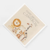 Schattige Baby Zoo Animals Aangepaste naam Beige Servet (Hoek)