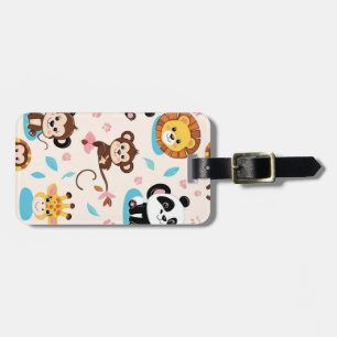 Schattige Baby Zoo Animals Naadloos Patroon Bagagelabel