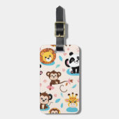 Schattige Baby Zoo Animals Naadloos Patroon Bagagelabel (Voorkant verticaal)
