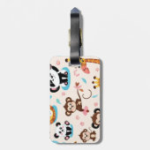 Schattige Baby Zoo Animals Naadloos Patroon Bagagelabel (Achterkant verticaal)