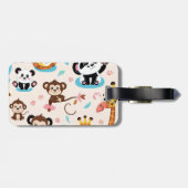 Schattige Baby Zoo Animals Naadloos Patroon Bagagelabel (Achterkant horizontaal)