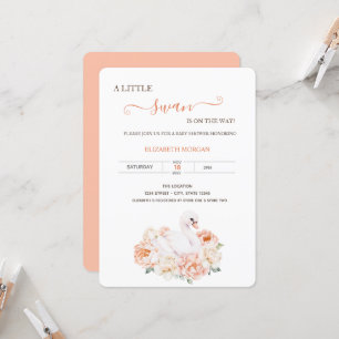 Schattige Baby zwaan Rozen Baby shower Kaart