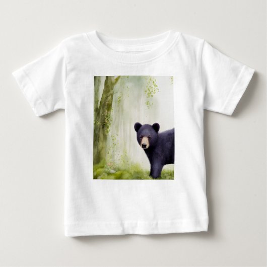 Schattige Baby Zwart Beer Cub T-Shirt voor Kindere (Voorkant)
