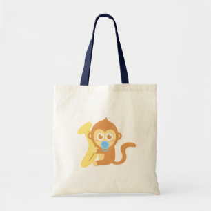 Schattige babyaap met banaan tote bag