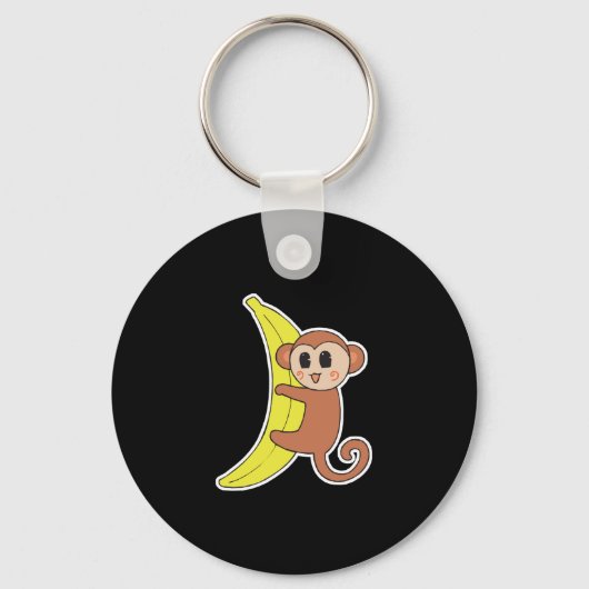 schattige babyaap op banaan sleutelhanger (Voorkant)
