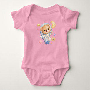 Schattige Babybeer Astronaut Roze Romper