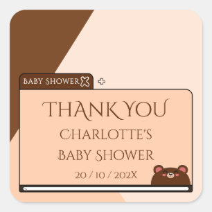 Schattige babybeer-computerscherm babyshower bruin vierkante sticker