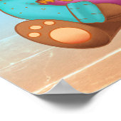 Schattige babybeer eet honing kindernaam & bericht poster (Hoek)