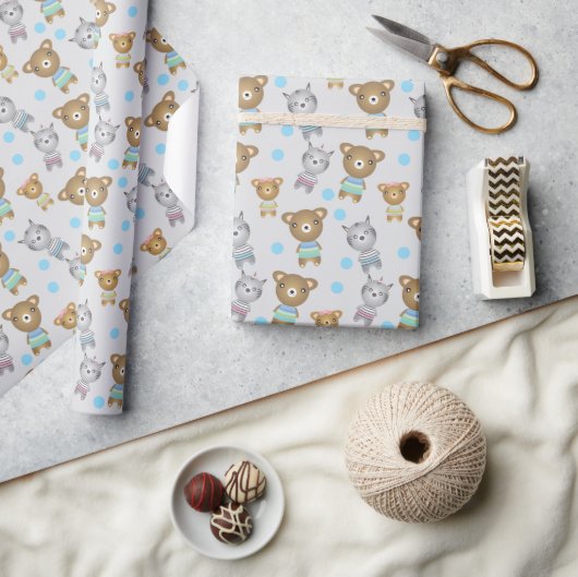 Schattige babybeer en zebra cadeaupapier (Crafts)