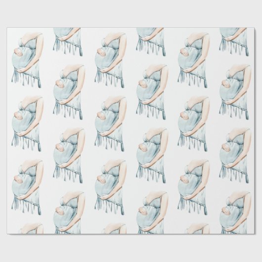 Schattige babyblauw-jongen-schoen cadeaupapier (Vlak)