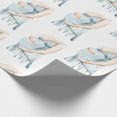 Schattige babyblauw-jongen-schoen cadeaupapier (Hoek)