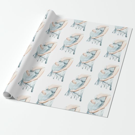 Schattige babyblauw-jongen-schoen cadeaupapier (Uitgerold)