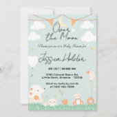 Schattige babydieren onder maanlicht Baby shower Kaart (Voorkant)