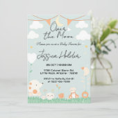 Schattige babydieren onder maanlicht Baby shower Kaart (Staand voorkant)