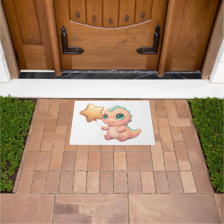 Schattige Babydinosaurus met Sterballon Deurmat
