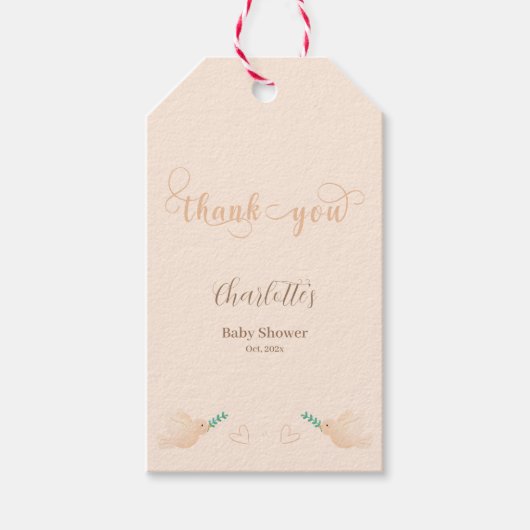 Schattige Babyduif Baby Shower Cadeaulabel (Voorkant)