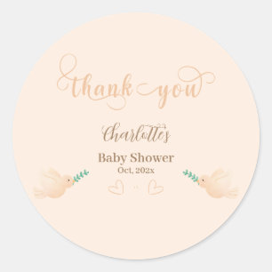 Schattige Babyduif Baby Shower Ronde Sticker