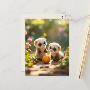 Schattige babyfretjes spelen met een bal, op maat briefkaart