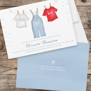 Schattige Babyjongen Whimsical Denim Blauwe Babykl Kaart