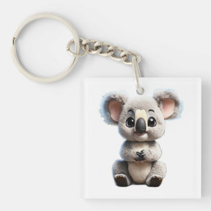 Schattige babykoala in Funko-stijl cartoon met gro Sleutelhanger