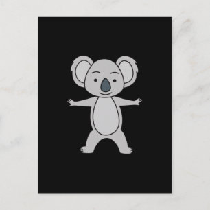 Schattige babykoala met een glimlach die rechtop s briefkaart