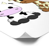 Schattige babykoe giraffe nijlpaard cartoon kinder poster (Hoek)