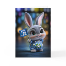 Schattige babykonijn in blauwe overall "Je kunt he