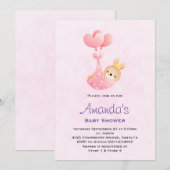 Schattige babykonijn in een hartendeken Baby Showe Kaart (Voorkant / Achterkant)