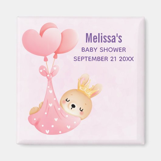 Schattige babykonijn in een hartendeken Baby Showe Magneet (Voorkant)