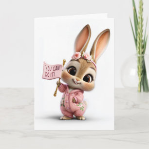 Schattige babykonijn met rozenkroon aanmoediging kaart