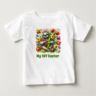 Schattige babymeisjes luiaard eerste Pasen Baby