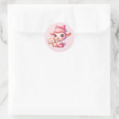 Schattige babymeisjesschaap ronde sticker (Tas)