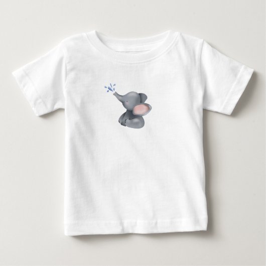 Schattige babyolifant die water gooit   (Voorkant)