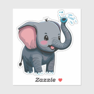 Schattige babyolifant die water uit zijn slurf spu sticker