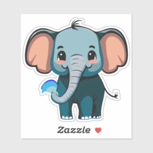 Schattige babyolifant die water uit zijn slurf spu sticker