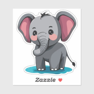 Schattige babyolifant die water uit zijn slurf spu sticker