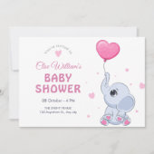 Schattige babyolifant en ballon  kaart (Voorkant)