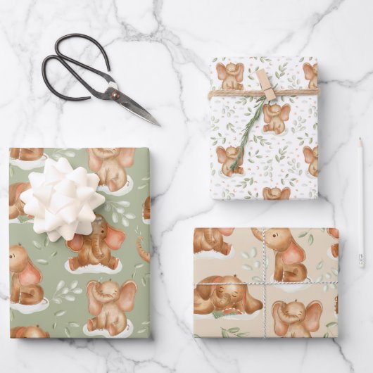 Schattige babyolifant inpakpapier vel (Voorkant)