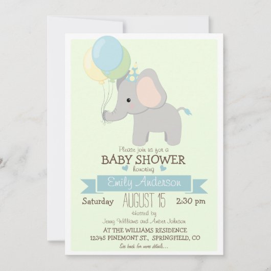 Schattige babyolifant, Jungle Zoo jongens baby sho Kaart (Voorkant)