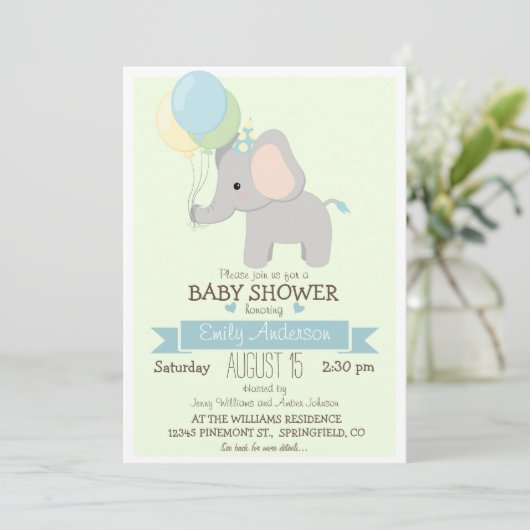 Schattige babyolifant, Jungle Zoo jongens baby sho Kaart (Staand voorkant)