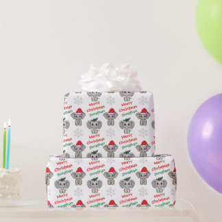 Schattige babyolifant kerstmuts Kerstmis Cadeaupapier