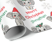 Schattige babyolifant kerstmuts Kerstmis Cadeaupapier (Rol Hoek)