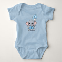 Schattige babyolifant met blauwe ballonnen baby sh