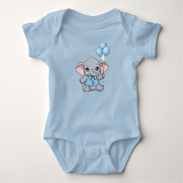 Schattige babyolifant met blauwe ballonnen baby sh romper