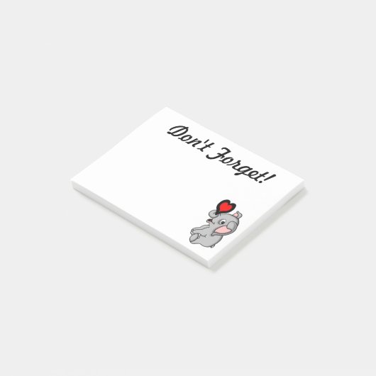 Schattige babyolifant met een hart post-it® notes (Schuin)